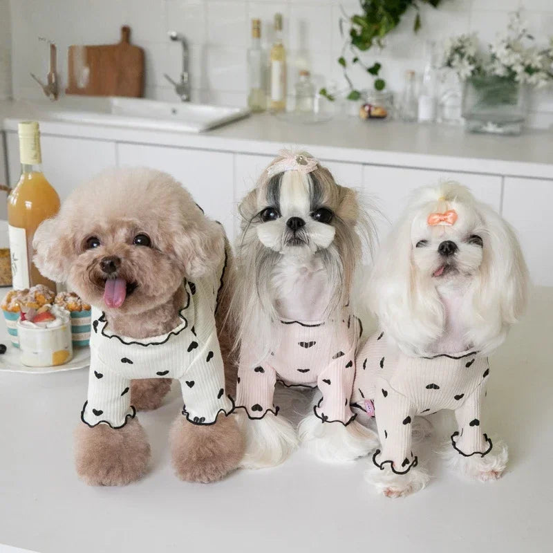 Embroidered Bear Waffle Pet Vest – Autumn & Winter Warm Undercoat for Dogs & Cats