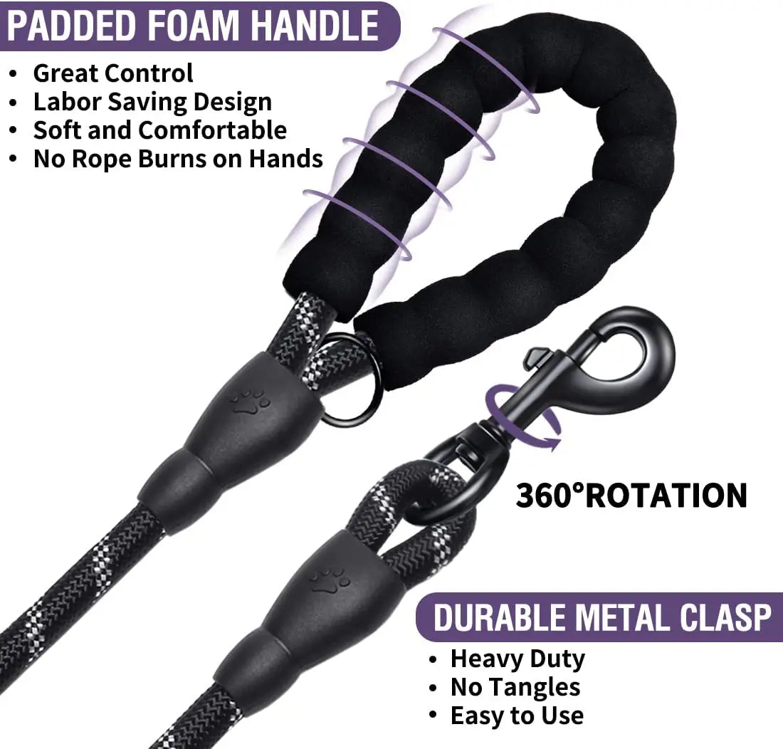 Reflective Dog Leash – Durable Pet Leash for Small, Medium, and Large Dogs