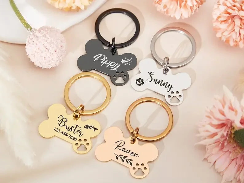 Personalized Bone-Shaped Pet ID Tags with Free Engraving