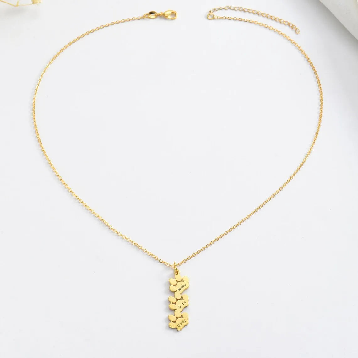 Custom Dog Paw Name Necklace for Women and Girls