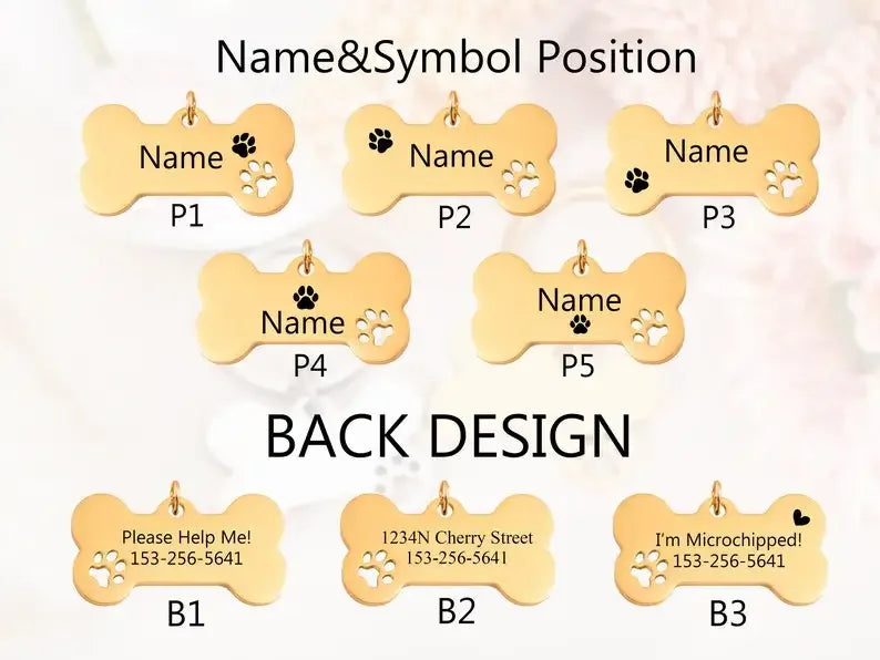 Personalized Bone-Shaped Pet ID Tags with Free Engraving