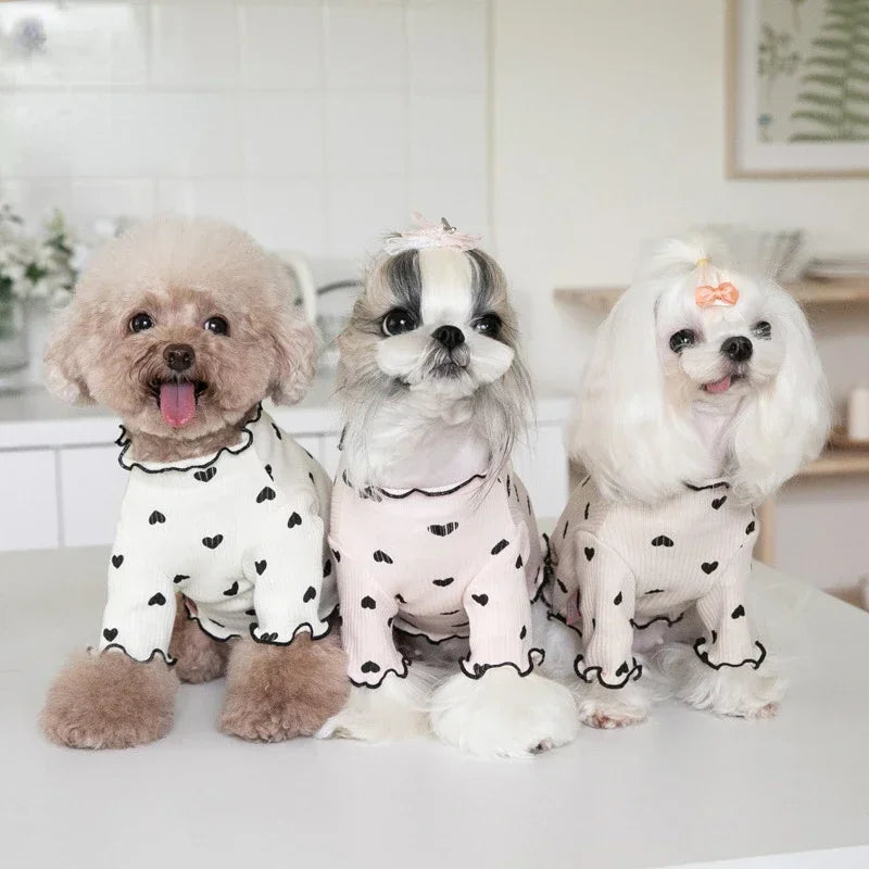 Embroidered Bear Waffle Pet Vest – Autumn & Winter Warm Undercoat for Dogs & Cats