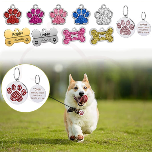 Personalized Engraved Pet ID Tags – Bone & Paw Shapes for Dogs & Cats