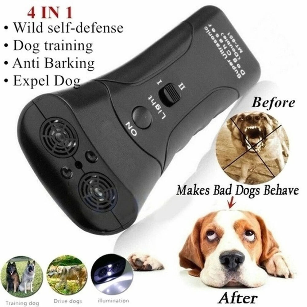 2-in-1 Ultrasonic Dog Repeller & LED Flashlight - Anti-Barking Trainer