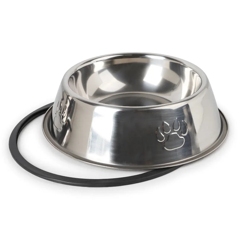 Quality Paw Stainless Steel Pet Dog Bowl – Skidproof, Anti-ant Shape, Available in 6 Sizes