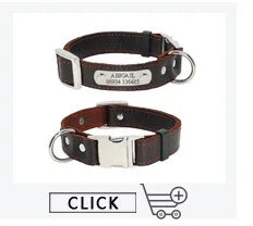 Personalized Leather Dog Collar with Engraved ID Tag – Custom Name & Phone Number for Small, Medium & Large Dogs