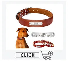 Personalized Leather Dog Collar with Engraved ID Tag – Custom Name & Phone Number for Small, Medium & Large Dogs