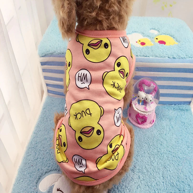 Soft Cotton Puppy Pajamas - Small Dog Clothes, Yorkies & Chihuahua Outfits, Summer Pet Clothing