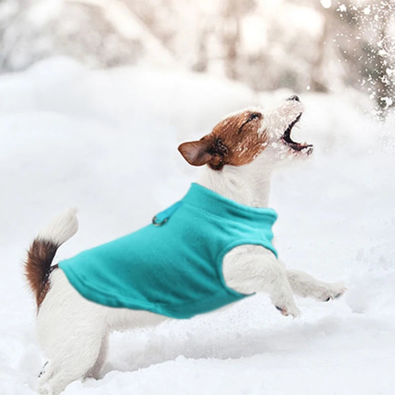 Winter Fleece Dog Coat with Harness for Small Dogs