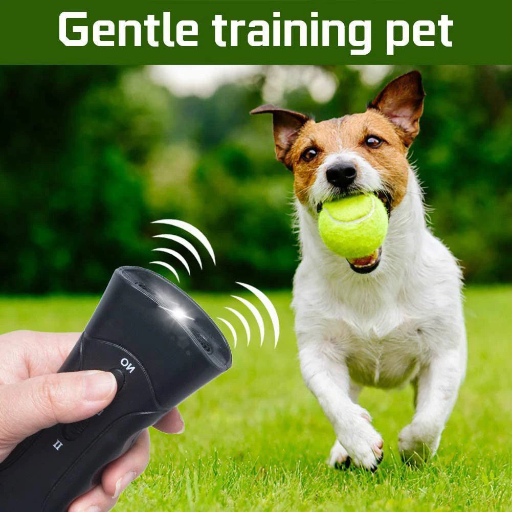 2-in-1 Ultrasonic Dog Repeller & LED Flashlight - Anti-Barking Trainer