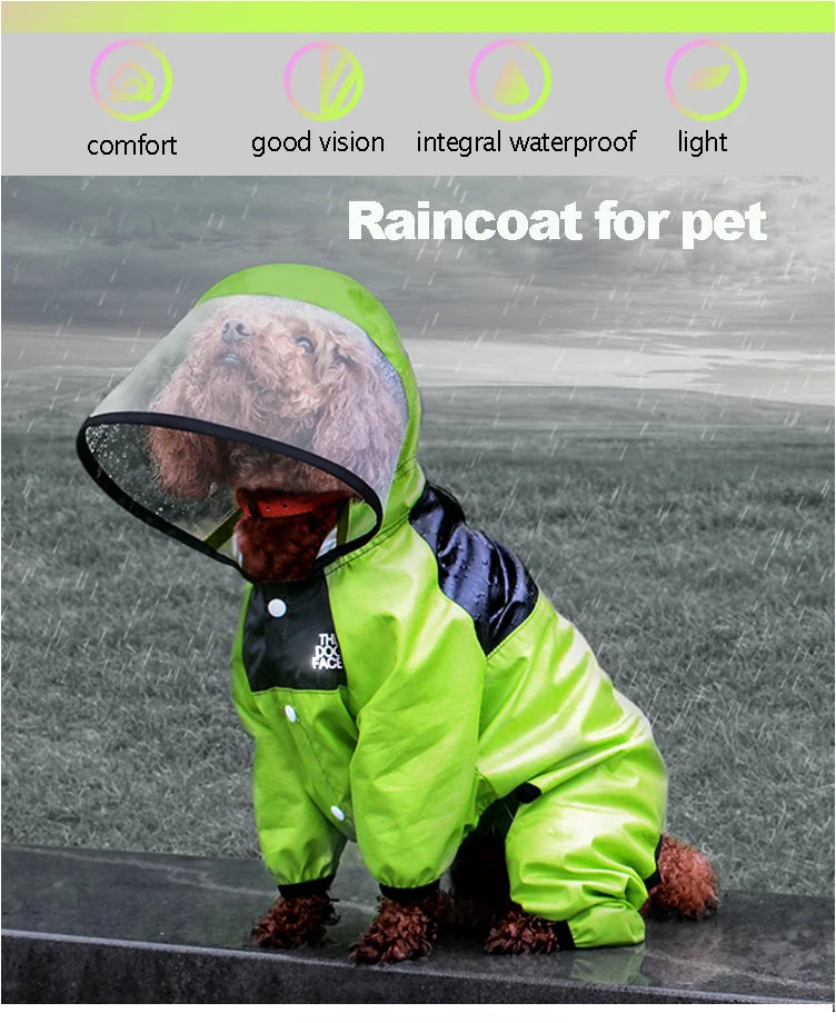 Waterproof Dog Raincoat with Hood – Lightweight Pet Jumpsuit for All Sizes