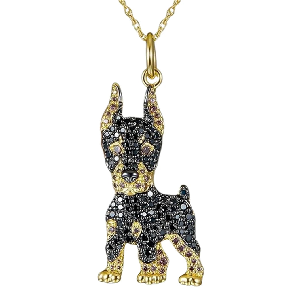 Exquisite Schnauzer Dog Pendant Necklace – Elegant Rhinestone Puppy Jewelry for Women, Perfect Gift for Dog Lovers