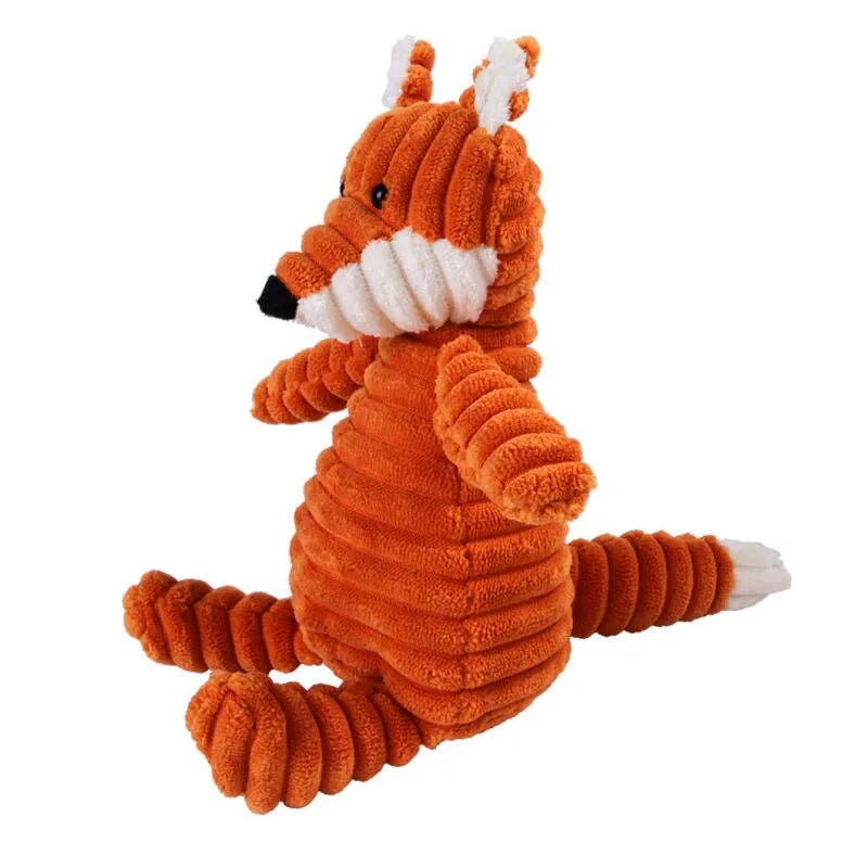 Plush Squeaky Dog Toy - Bite Resistant Animal Shape Corduroy Toy for Small & Large Dogs, Puppy Training Accessory