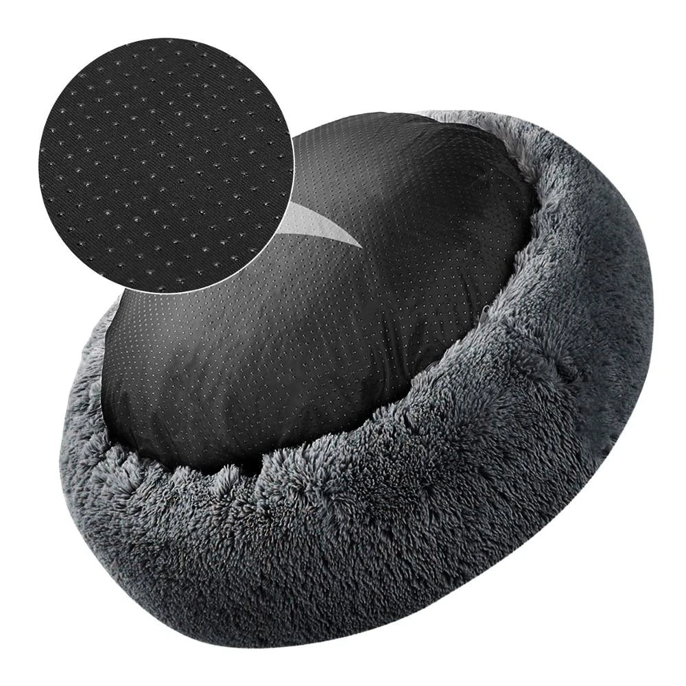 Plush Donut Dog Bed - Washable & Cozy for All Sizes