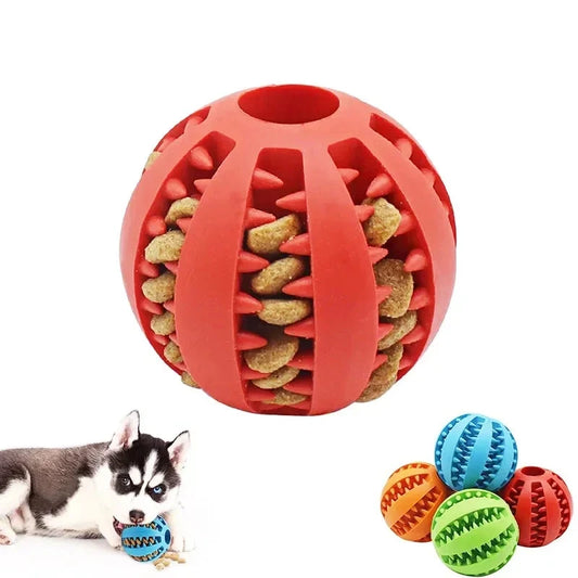 Interactive Dog Ball Toy - Chew & Clean Rubber Food Ball