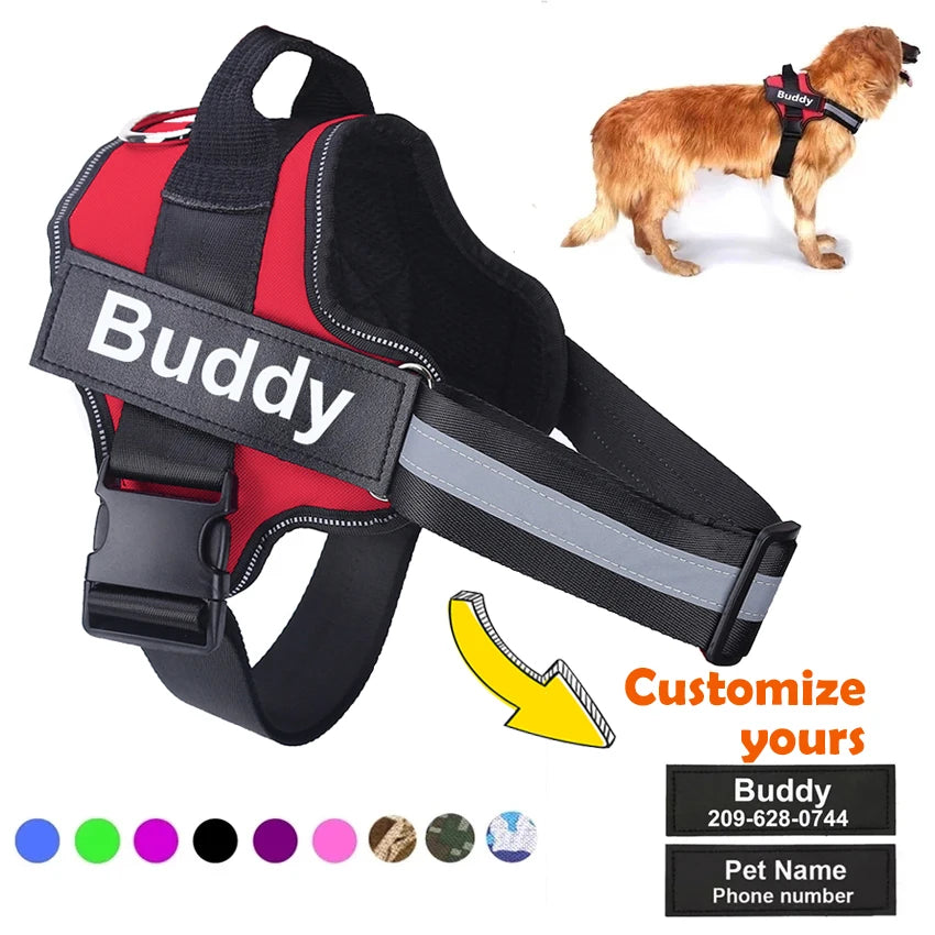 Reflective No-Pull Dog Harness – Personalized Adjustable Vest for All Sizes