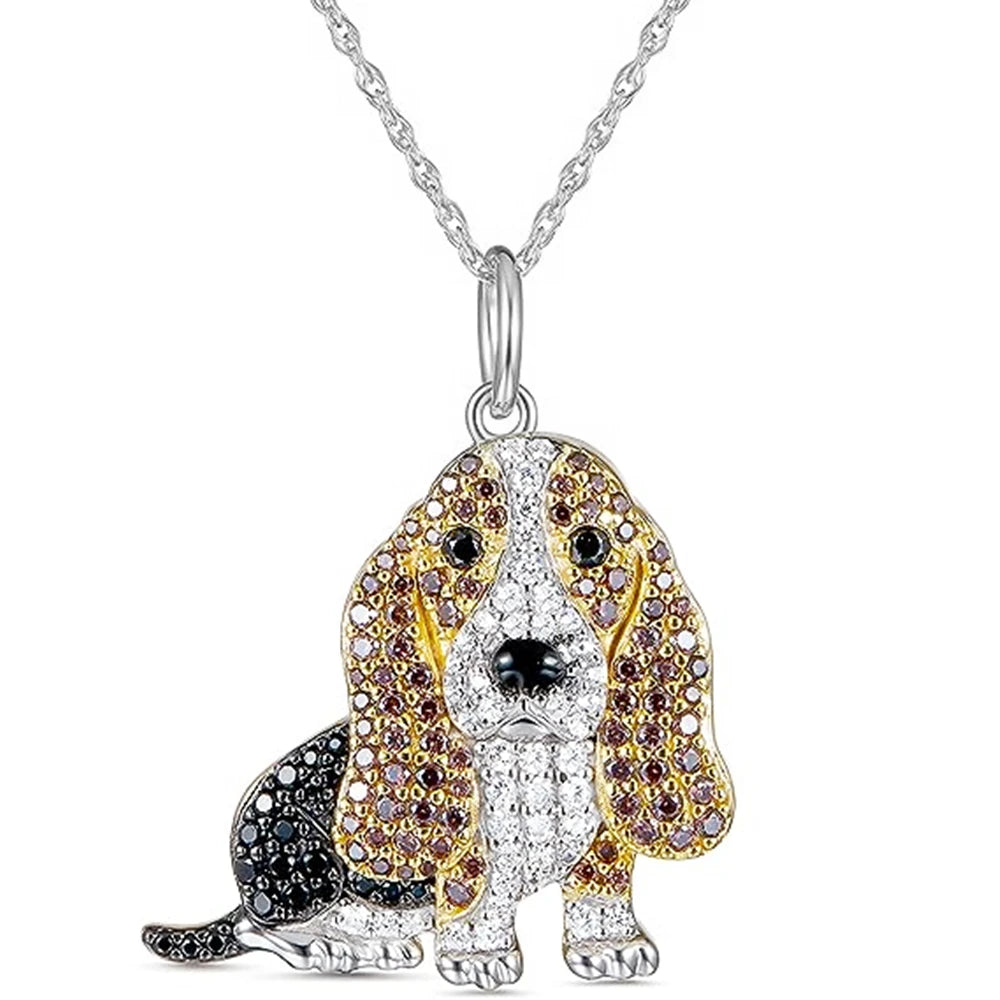 Exquisite Schnauzer Dog Pendant Necklace – Elegant Rhinestone Puppy Jewelry for Women, Perfect Gift for Dog Lovers