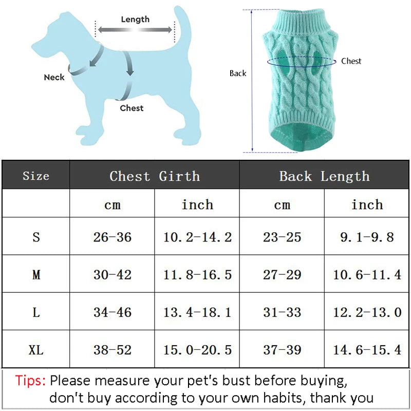 Puppy Dog Sweaters – Winter Warm Pet Turtleneck Vest for Small Medium Dogs & Cats