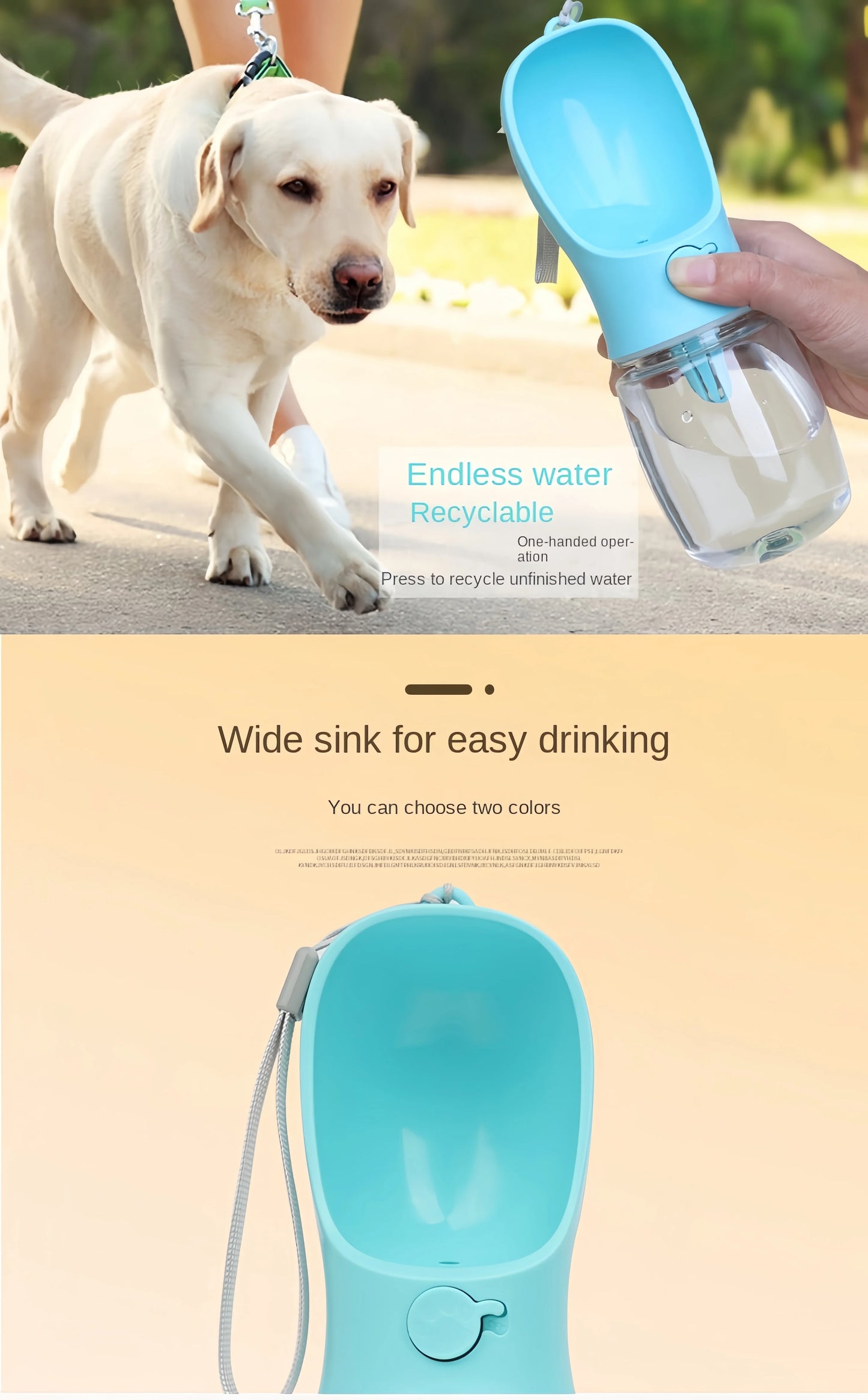 2-in-1 Portable Pet Water Bottle & Food Container – Travel Feeder for Dogs & Cats