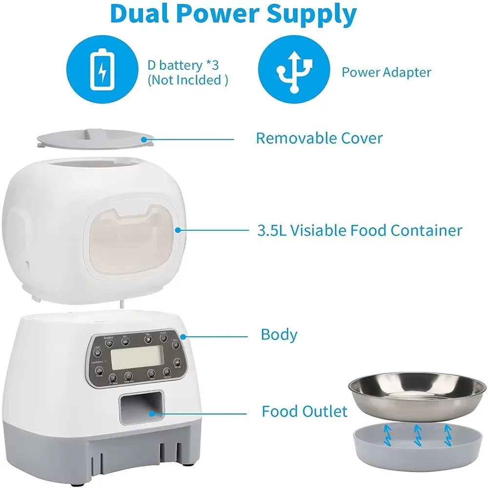 3.5L Smart Automatic Pet Feeder with Voice Recorder