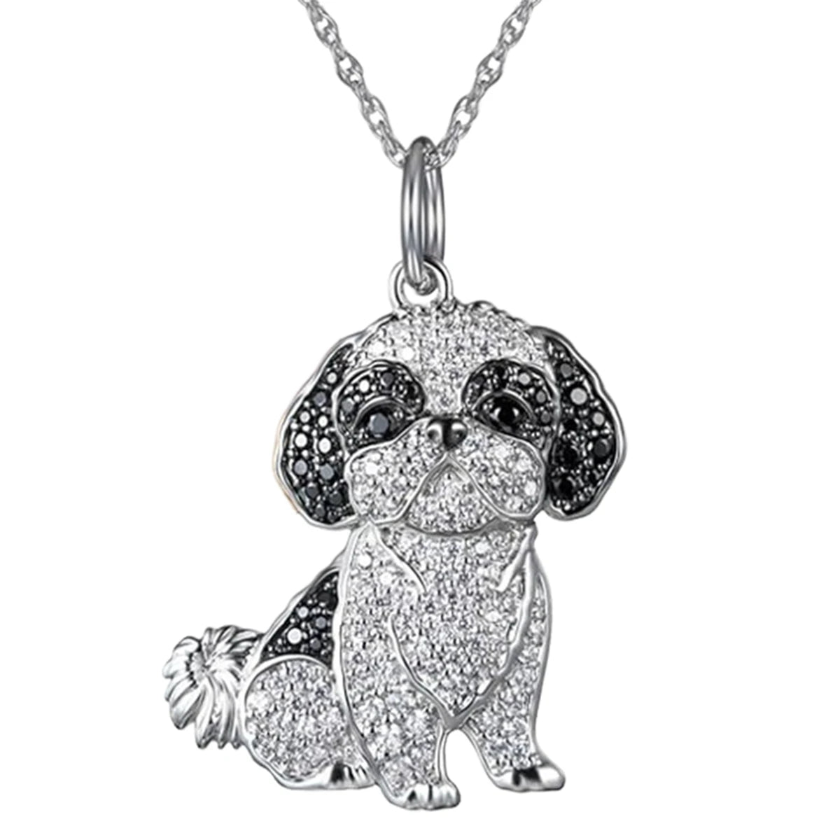 Exquisite Schnauzer Dog Pendant Necklace – Elegant Rhinestone Puppy Jewelry for Women, Perfect Gift for Dog Lovers