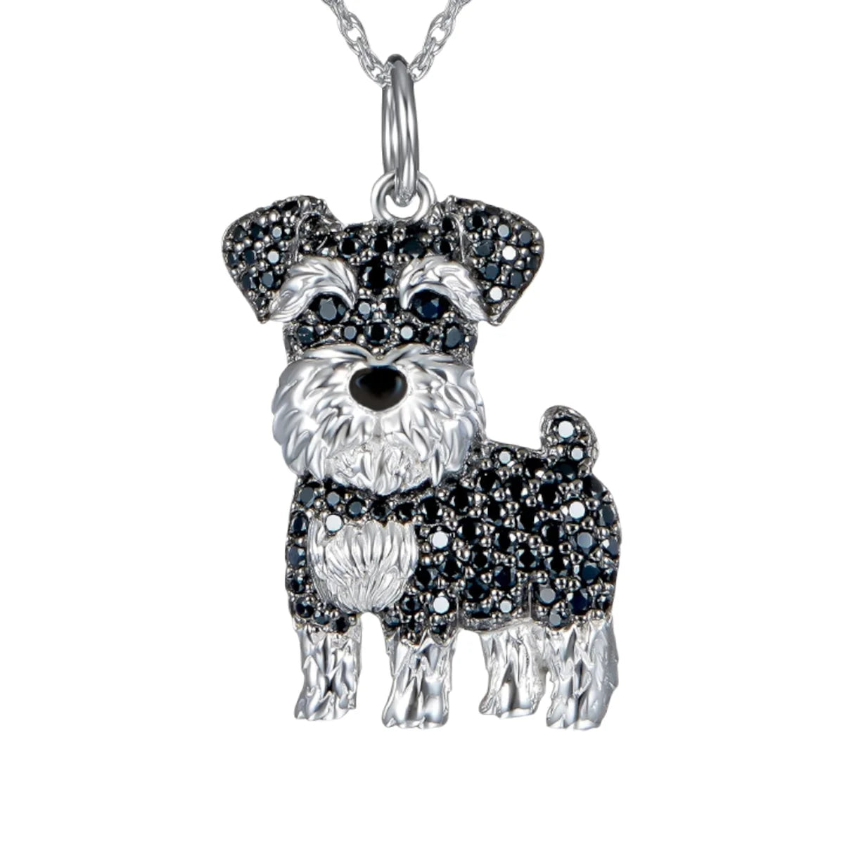 Exquisite Schnauzer Dog Pendant Necklace – Elegant Rhinestone Puppy Jewelry for Women, Perfect Gift for Dog Lovers