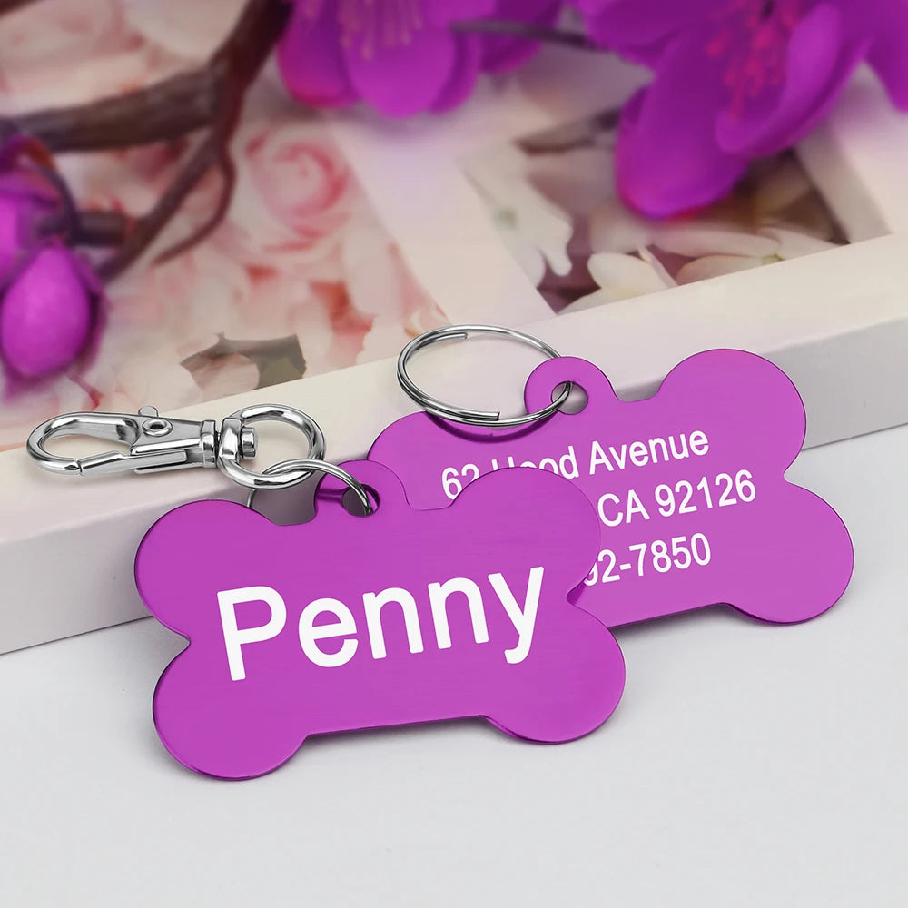 Personalized Dog & Cat ID Tag – Custom Metal Bone Shaped Pet Name Tag for Small & Large Pets