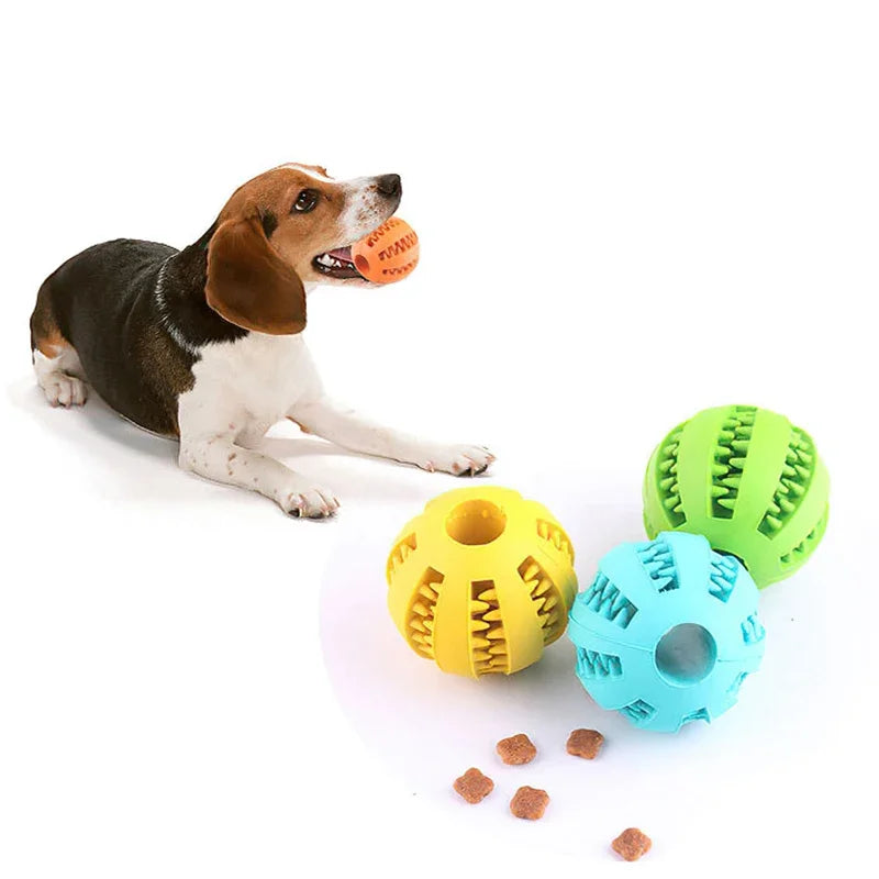 Interactive Dog Ball Toy - Chew & Clean Rubber Food Ball