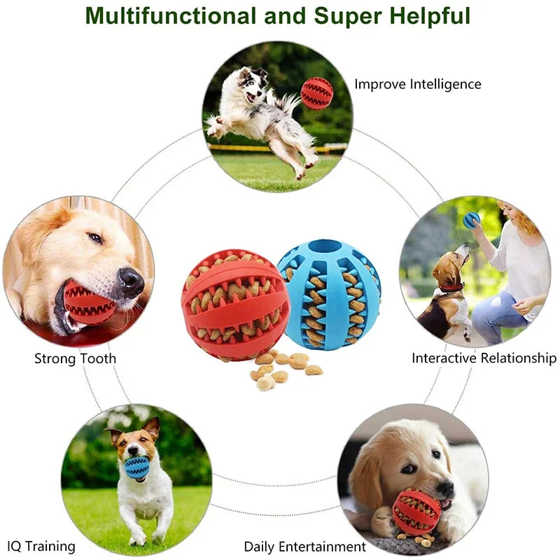 Interactive Dog Ball Toy - Chew & Clean Rubber Food Ball