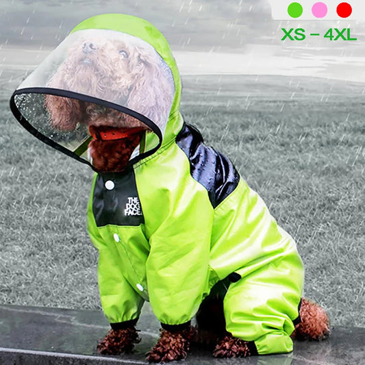 Waterproof Dog Raincoat with Hood – Lightweight Pet Jumpsuit for All Sizes