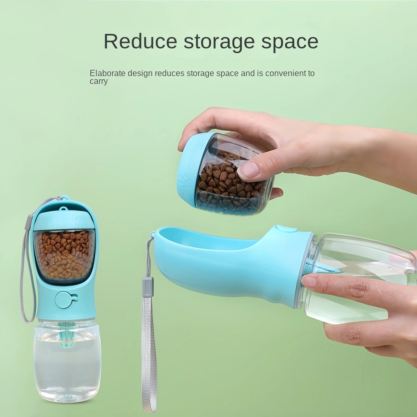 2-in-1 Portable Pet Water Bottle & Food Container – Travel Feeder for Dogs & Cats