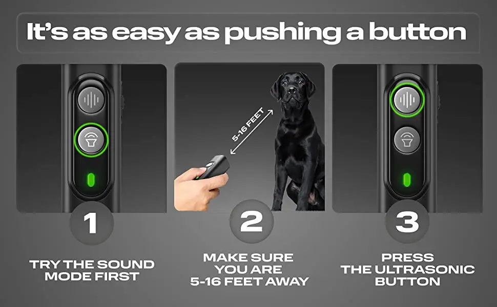 Rechargeable Ultrasonic Dog Bark Control & Training Device – High-Power Anti-Barking Repeller