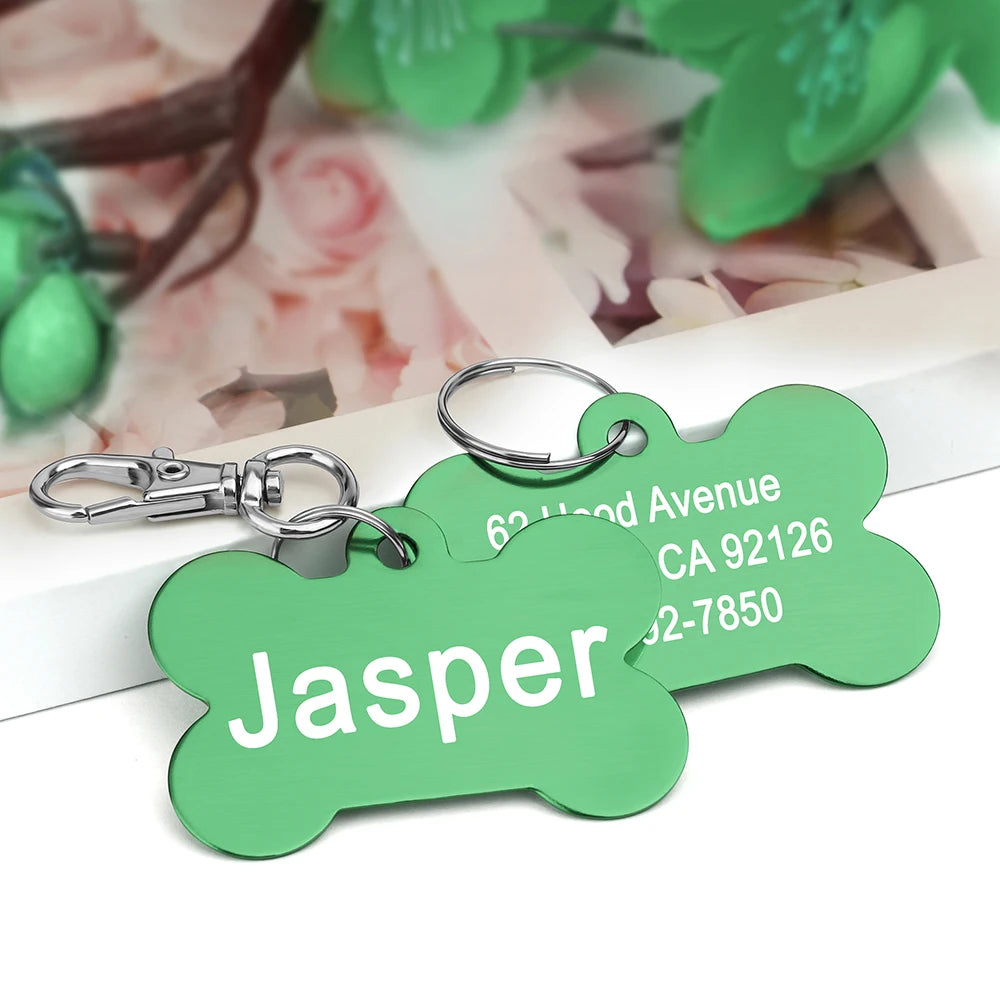 Personalized Dog & Cat ID Tag – Custom Metal Bone Shaped Pet Name Tag for Small & Large Pets