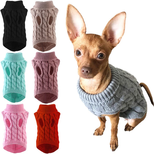 Puppy Dog Sweaters – Winter Warm Pet Turtleneck Vest for Small Medium Dogs & Cats