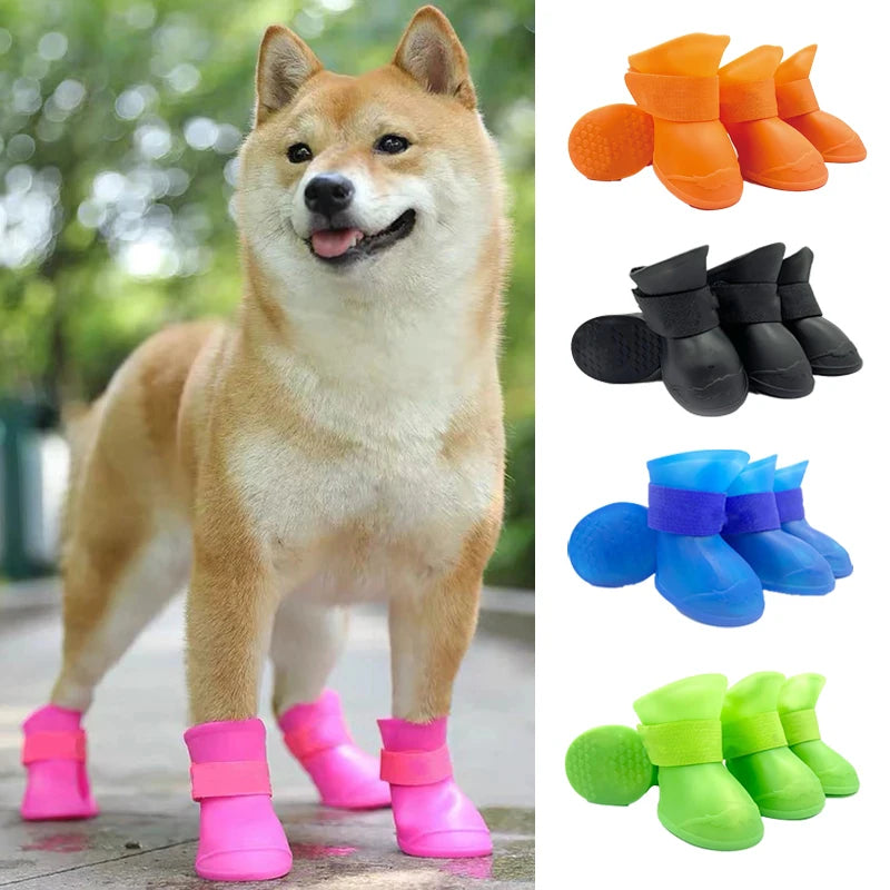 Waterproof Dog Rain Boots – Anti-Slip Rubber Shoes for Small, Medium, Large Dogs