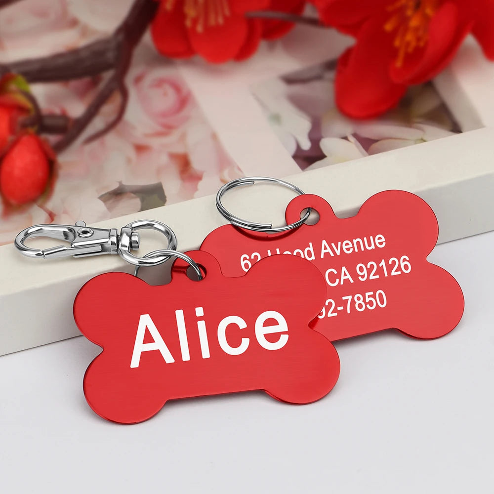 Personalized Dog & Cat ID Tag – Custom Metal Bone Shaped Pet Name Tag for Small & Large Pets