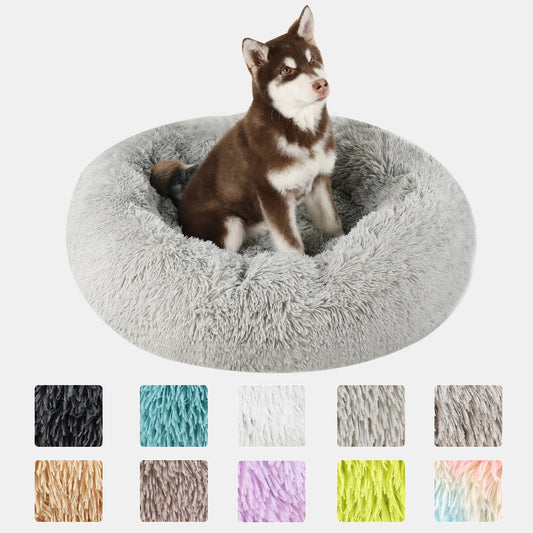 Plush Donut Dog Bed - Washable & Cozy for All Sizes