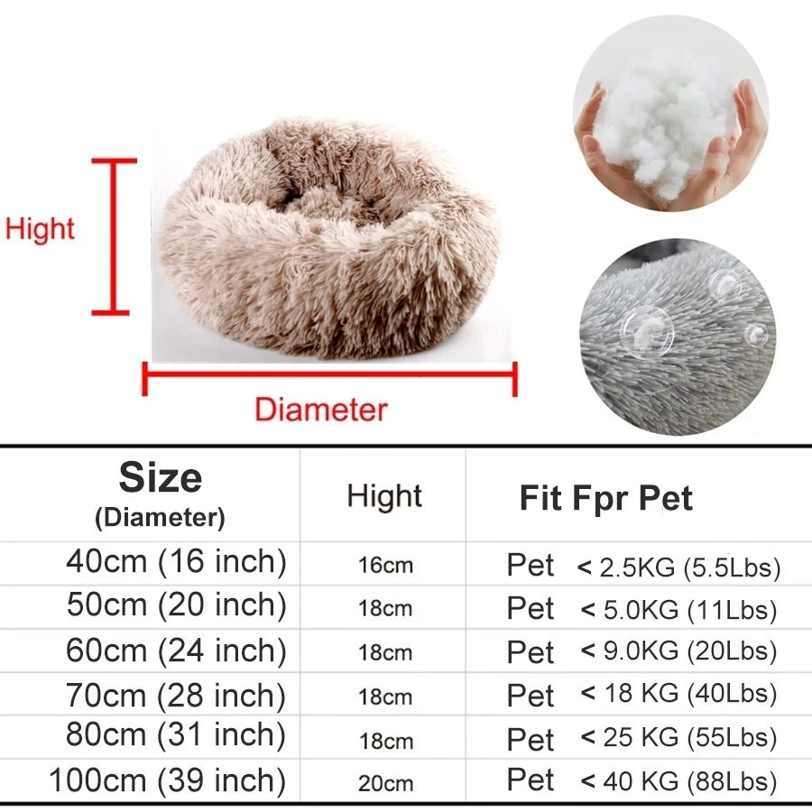 Plush Donut Dog Bed - Washable & Cozy for All Sizes