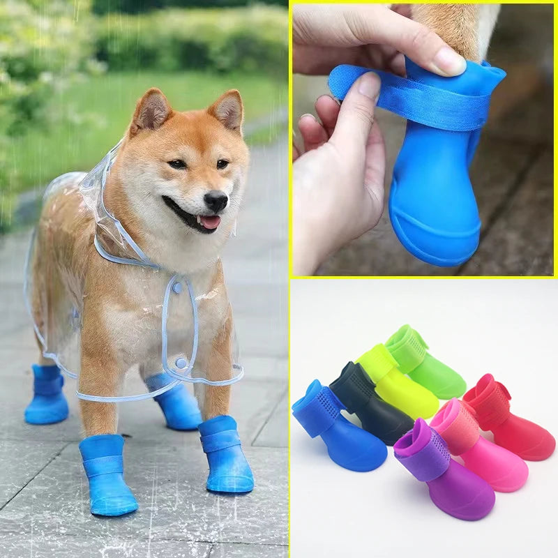 Waterproof Dog Rain Boots – Anti-Slip Rubber Shoes for Small, Medium, Large Dogs