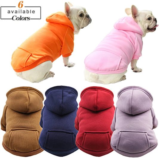 Winter Hooded Sweatshirt for Small & Medium Dogs – Cozy Pet Jacket with Pocket for Chihuahuas, French Bulldogs, and More