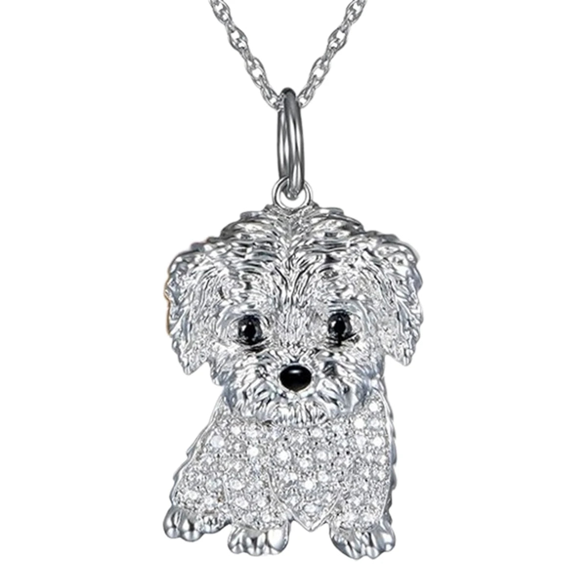 Exquisite Schnauzer Dog Pendant Necklace – Elegant Rhinestone Puppy Jewelry for Women, Perfect Gift for Dog Lovers