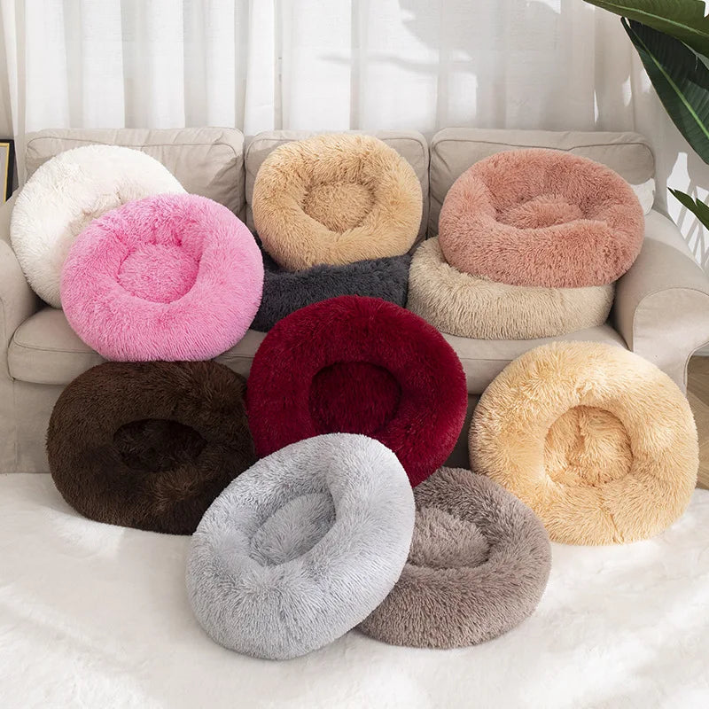 Plush Donut Dog Bed - Washable & Cozy for All Sizes