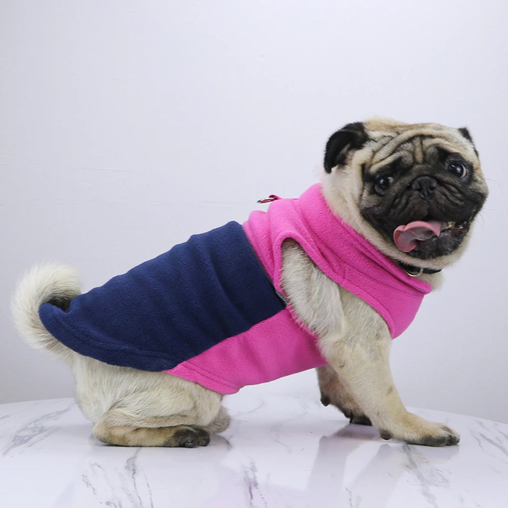 Winter Fleece Dog Coat with Harness for Small Dogs