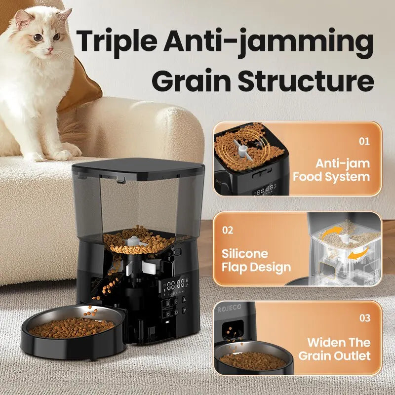 2L Automatic Pet Feeder with Portion Control and Anti-Jam Design