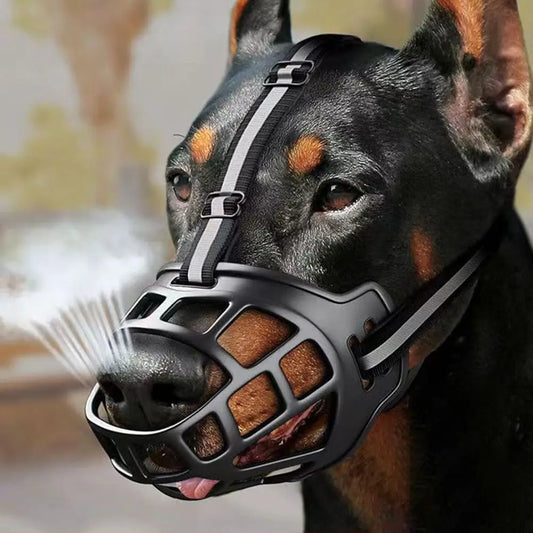 Adjustable Reflective Dog Muzzle – Breathable, Anti-Biting Mouth Cover