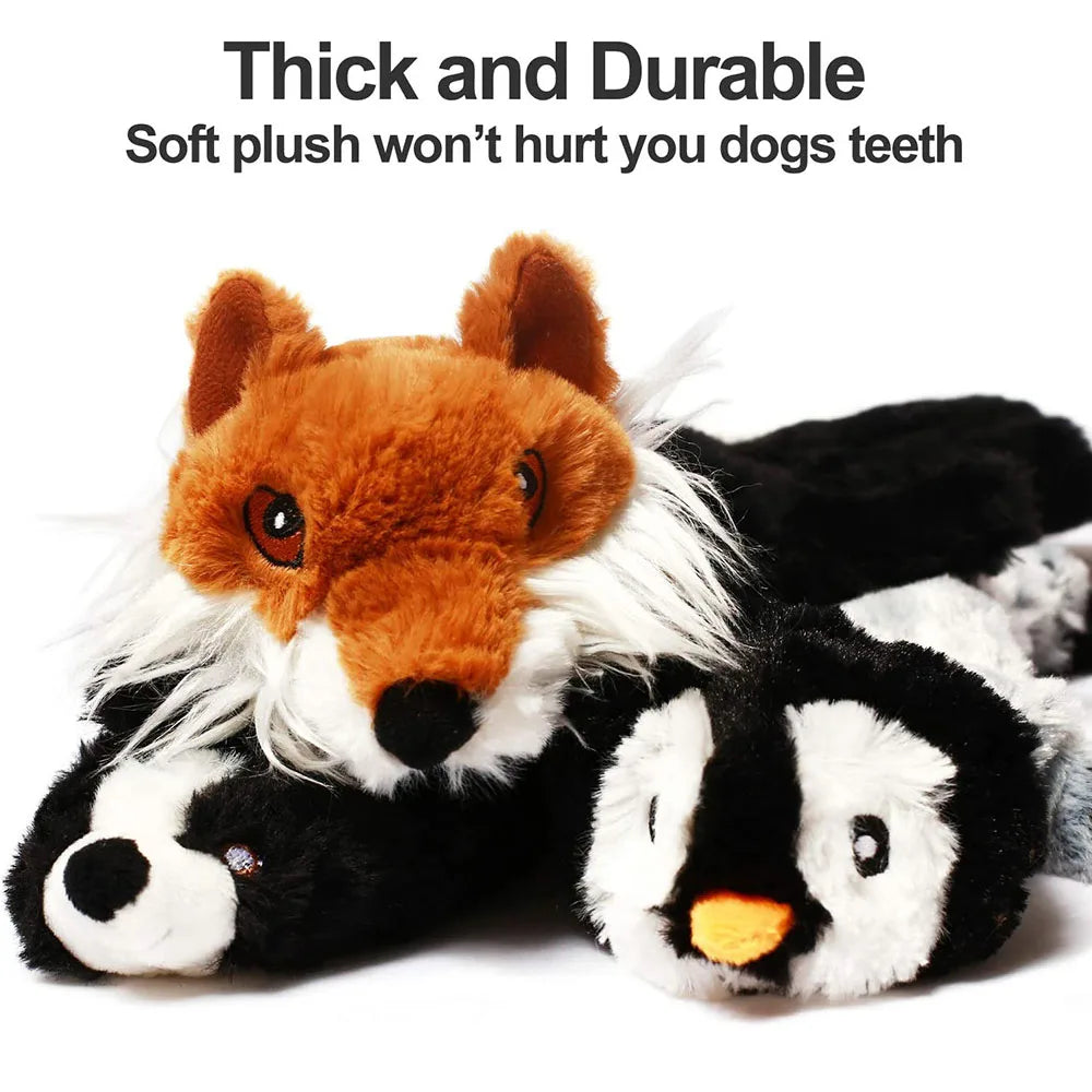 Stuffingless Squeaky Dog Toy - Durable & Crinkle Plush