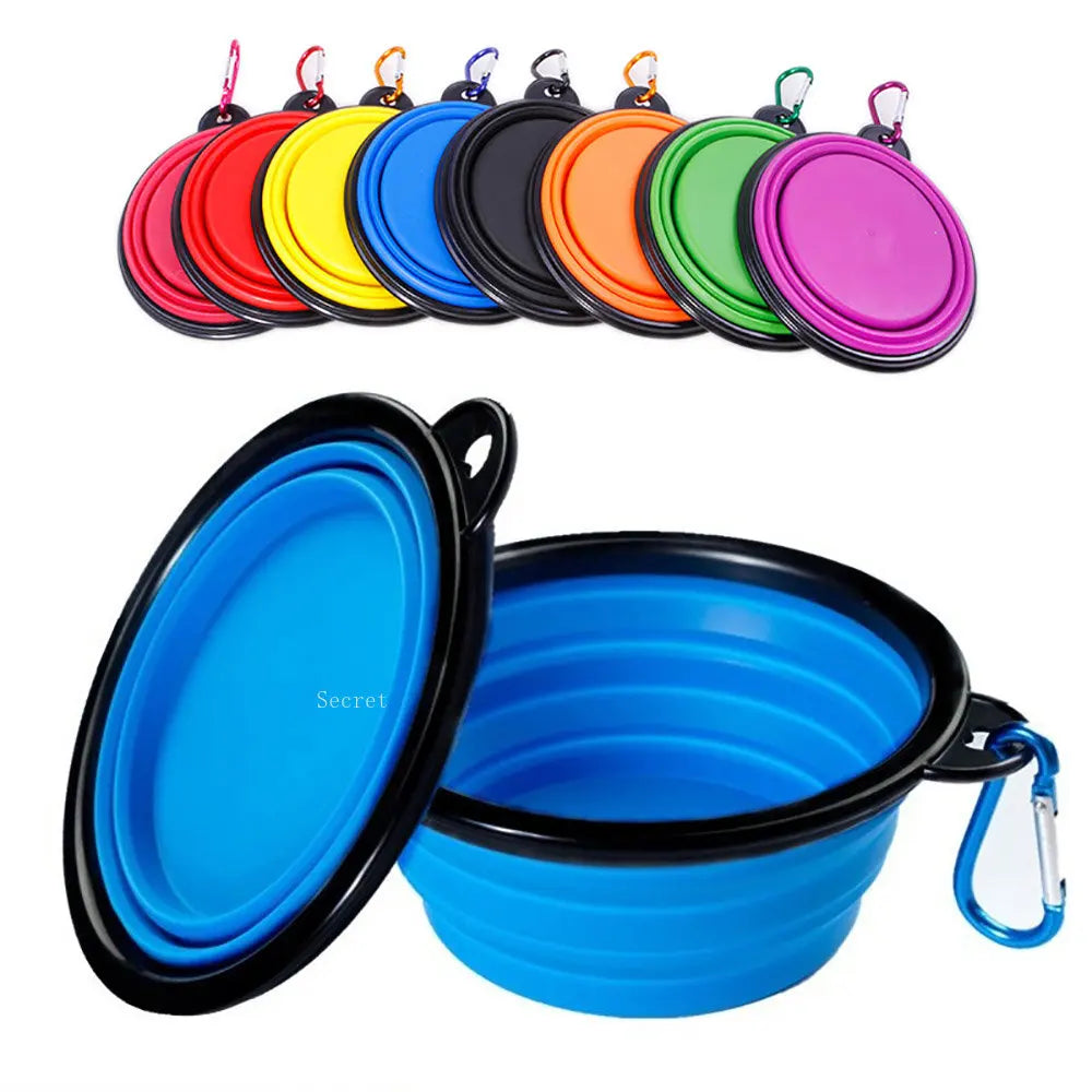 Collapsible Silicone Travel Bowl for Pets with Carabiner