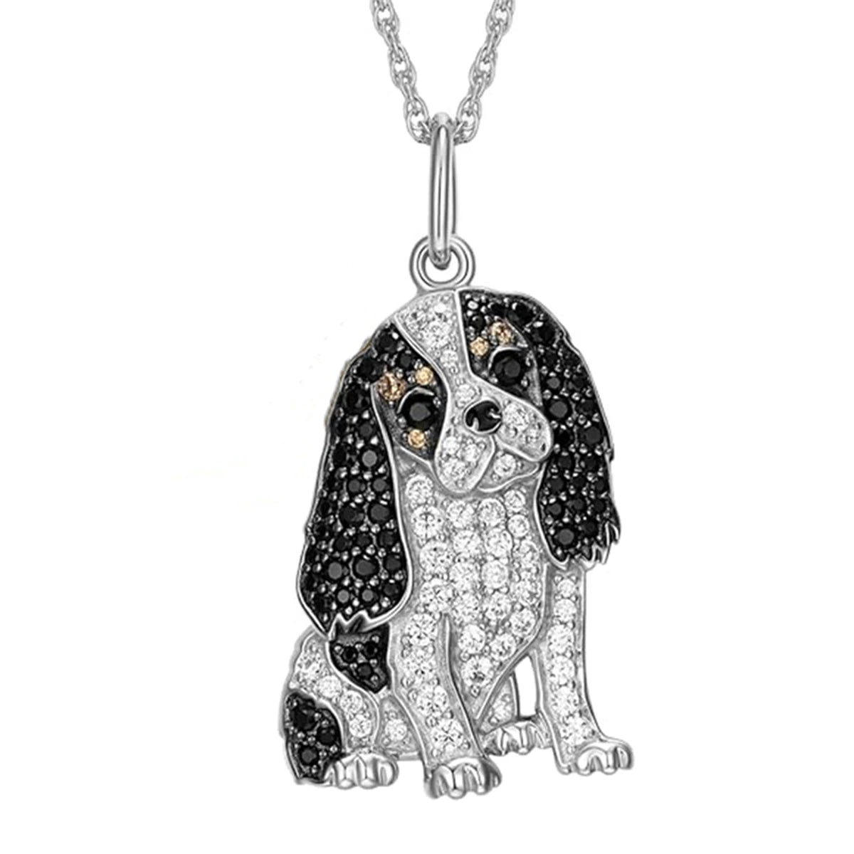 Exquisite Schnauzer Dog Pendant Necklace – Elegant Rhinestone Puppy Jewelry for Women, Perfect Gift for Dog Lovers