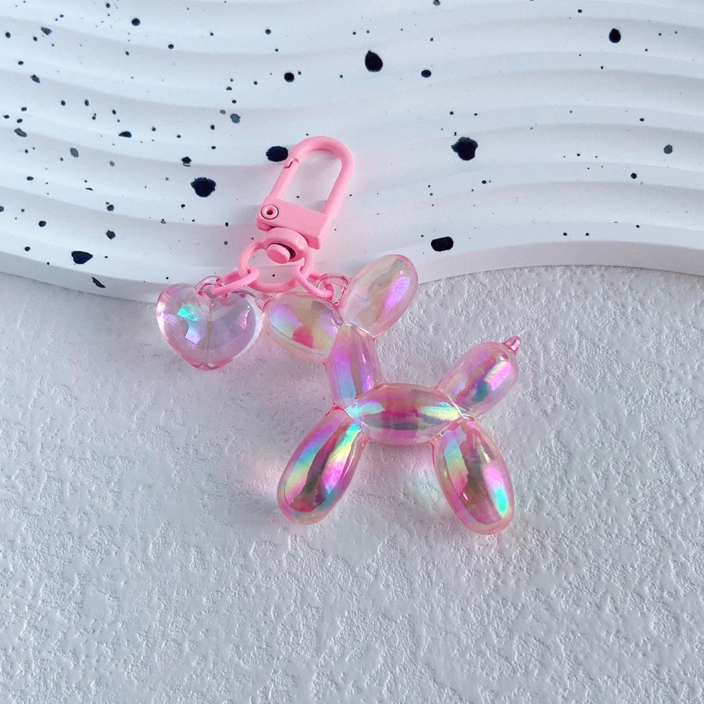 Cartoon Balloon Dog Keychain – Cute Acrylic Bag Charm for Women & Couples