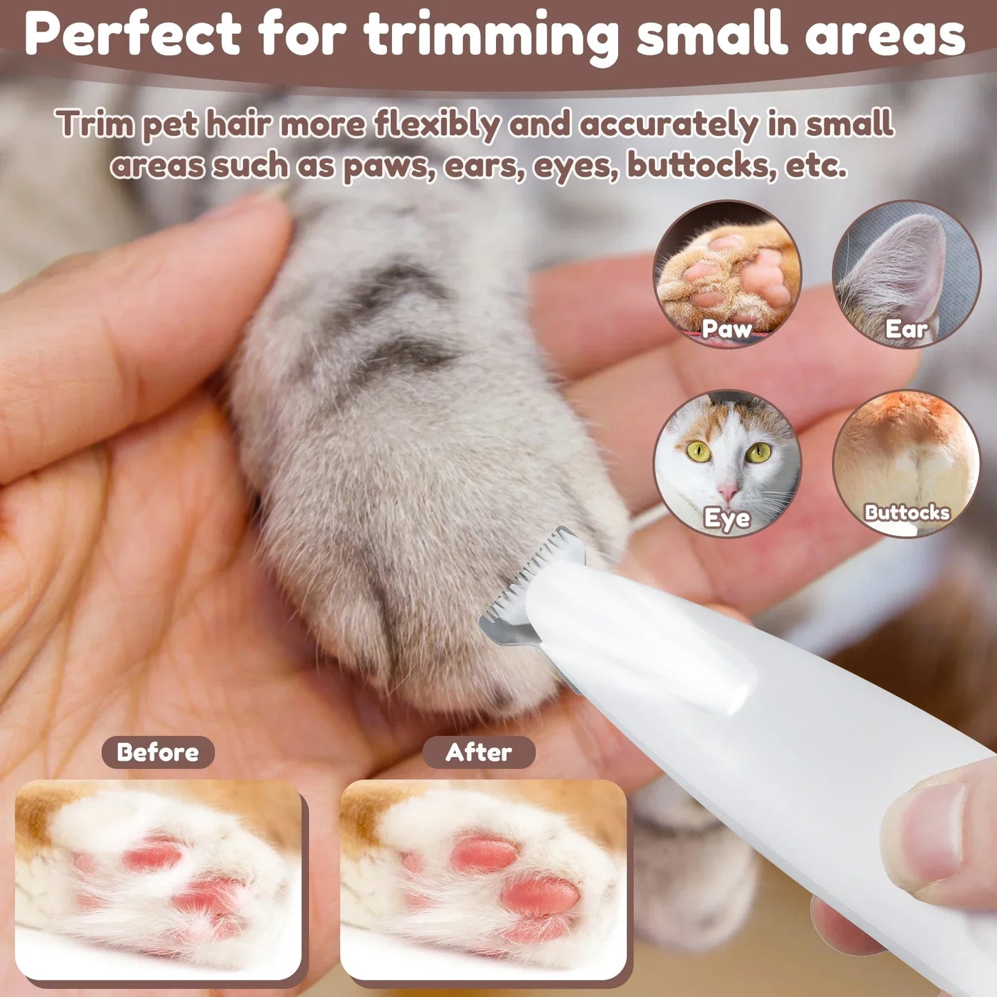 LED Dog Paw Trimmer – Waterproof Grooming Clippers with LED Display and Rechargeable Battery